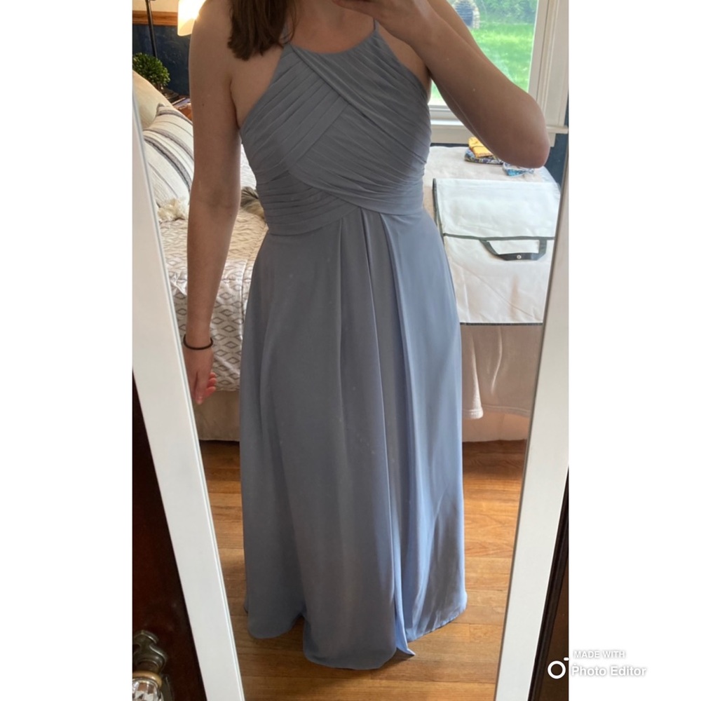 Azazie Ginger in Dusty Blue Bridesmaid Dress